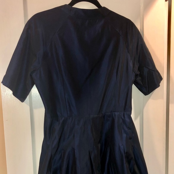 Navy Blue Fit and Flair Cocktail Dress - Picture 4 of 4